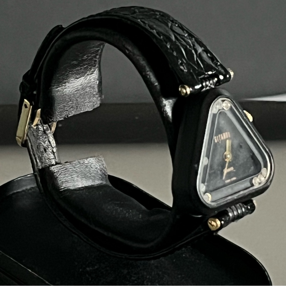 Rare Triangular 80's Swiss Floating Rhinestone Cr… - image 6